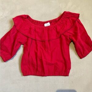 Red Off-Shoulder Top | 6-9 Months | Valentine’s Day